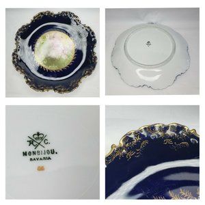 Antique Monbijou Bavaria #55 R.C Blue Pink Plate